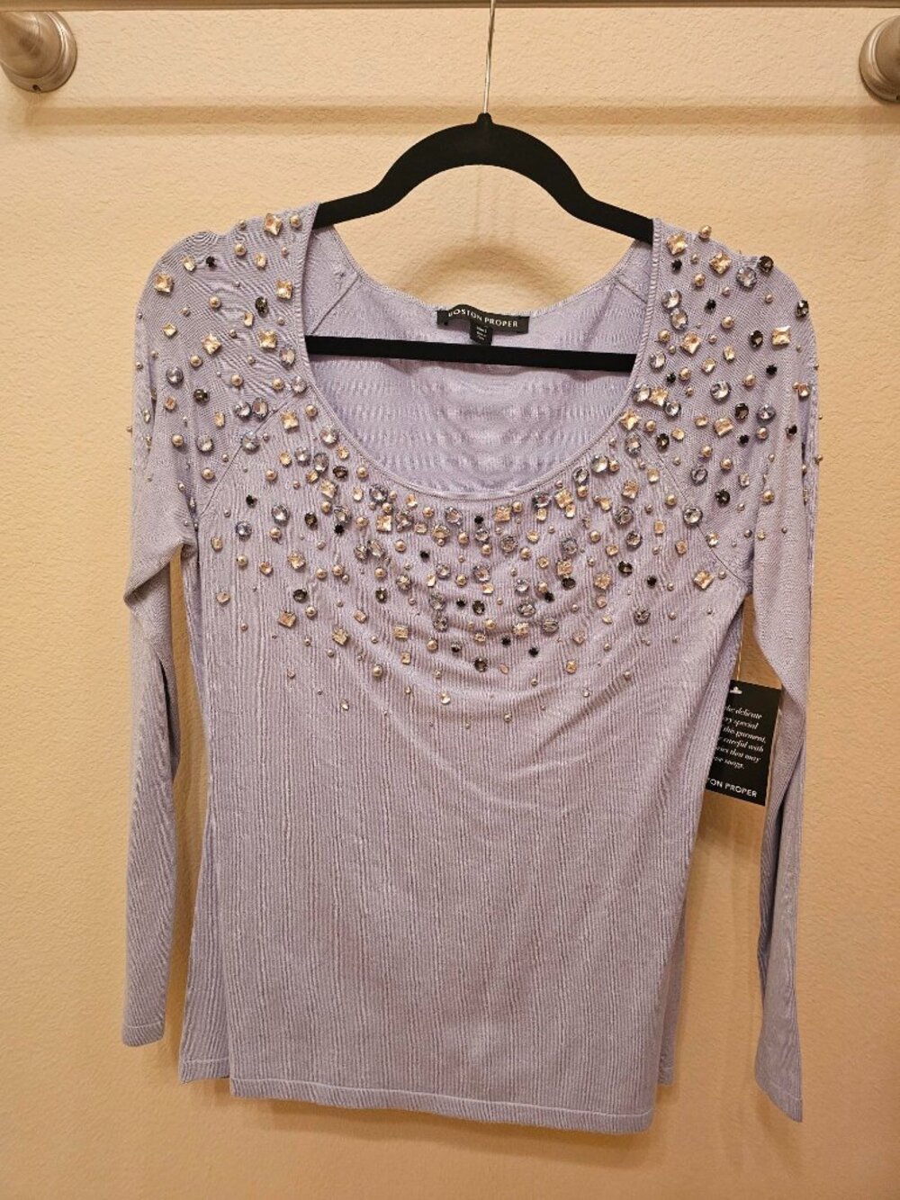 NWT Boston Proper Embellished Periwinkle Blue Small Blouse